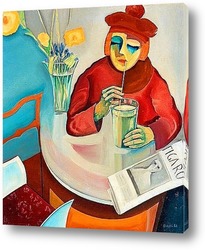   Постер Женщина в кафе