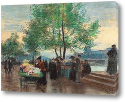   Постер Торговцы на берегу Сены, Париж