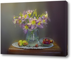   Постер Нежно розовые лилейники в вазе