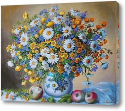   Постер Букет цветов в фарфоровой вазе.