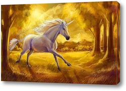   Картина Единорог в золотом лесу