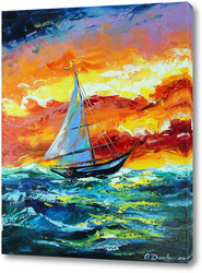   Постер Парусник и шторм в море