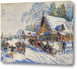 Русская деревня под снегом