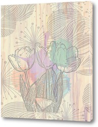   Постер Нарисованные тюльпаны