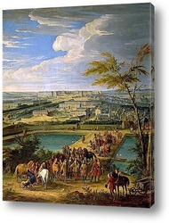   Постер Вид на город и дворец Версаля с горы Монборон