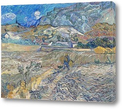   Постер Закрытое поле с крестьянином (также известный как Пейзаж в Сен-Р