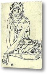   Постер Девушка присевшая на корточки, 1918