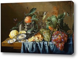   Картина Натюрморт с устрицами и виноградом