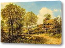   Постер Весна Коттедж с Пастухом
