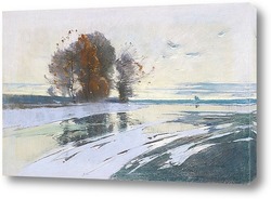   Постер Зимнее небо в отражении озера