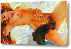   Постер Черный Кот с синим хвостом