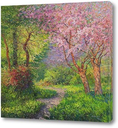   Постер Пейзаж с цветущем деревом...