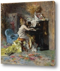   Постер Женщина за пианино
