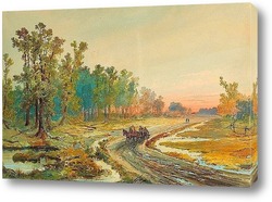   Постер Мокрый пейзаж на закате