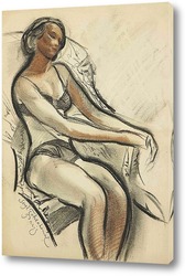   Постер Женщина сидит в кресле