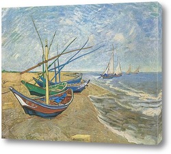   Картина Рыбацкие лодки на берегу