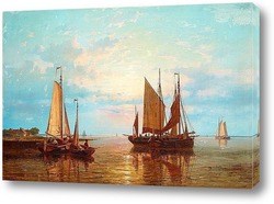   Картина Рыбацкие лодки на спокойной воде