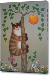  Картина Котик на яблоне