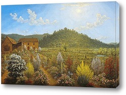    Вид на дом художника и сад на Земле Вандименовой,равнина Миллс