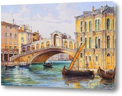  Басино-ди-Сан-Марко в Венеции.Рыбаки на венецианской лагуне (пар