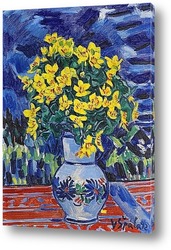   Постер Букет цветов в голубой вазе 