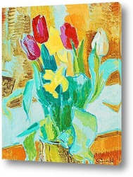   Картина Натюрморт с тюльпанами и нарциссами