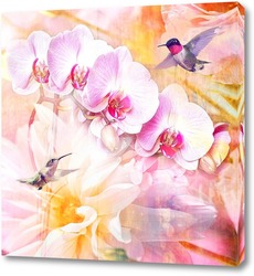   Постер Цветы и колибри