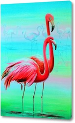   Постер Вечерние фламинго