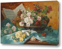   Постер Натюрморт с розами в миске