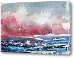   Картина Восход. Тучи над океаном