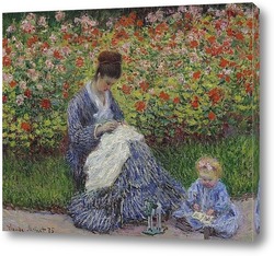   Картина Камилла Моне и ребенок в саду художника в Аржантее