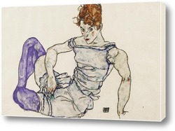   Постер Сидящая женщина в фиолетовых чулках