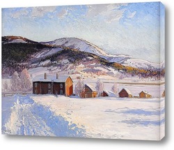  Постер Зимний пейзаж с домиками