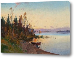   Картина Закат над озером