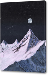   Постер Полная луна над горной вершиной