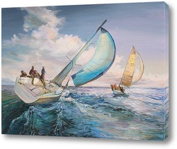   Постер Картина, живопись "Парусники на море"