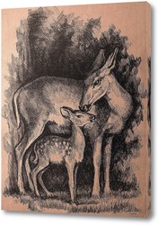   Картина Олени - лань с олененком 