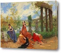   Картина Дамы возле пруда