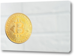   Постер Gold Bitcoin on a white background