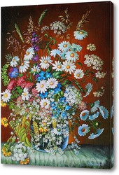   Постер Полевые цветы в вазе из синего стекла.
