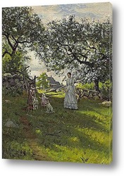   Картина Мать и ее дети в Весенний пейзаж, 1885