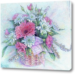   Картина корзинка с цветами