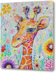   Постер Жираф в цветах