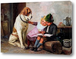   Картина Дети и собака