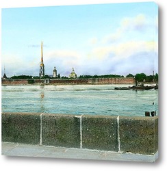   Постер Санкт-Петербург. Панорамный вид на Петропавловскую крепость,через Неву