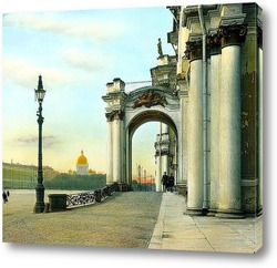   Постер Санкт-Петербург. Эрмитаж (бывший Зимний дворец) частичный вид на вход Дворцовой площади