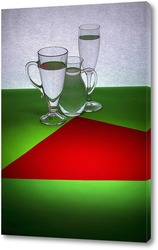   Постер Натюрморт с красной фигурой на зелёном столе