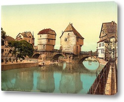   Постер Мост, дома, Рейнская Пруссия, Германия. 1890-1900 гг
