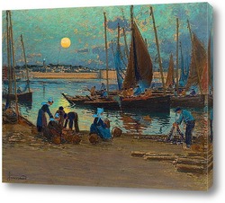   Постер Восход луны над портом, Конкарне