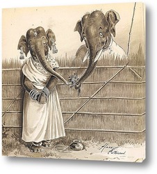   Постер День св. Валентина у индийских слонов